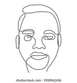 Continuous line or Face Line drawing sets of faces and facial gestures, handsome men minimalist illustration, slogan print graphic style design
