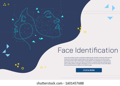 Continuous Line Face identification  Facial Recognition System concept
internet advertising. Influencer marketing, social media or network promotion, SMM banner, landing page, flyer.