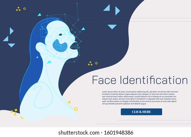 Continuous Line Face identification  Facial Recognition System concept
internet advertising. Influencer marketing, social media or network promotion, SMM banner, landing page, flyer.