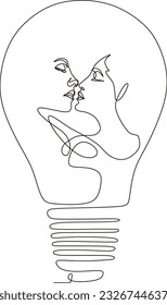 continuous line of faces inside the lamp