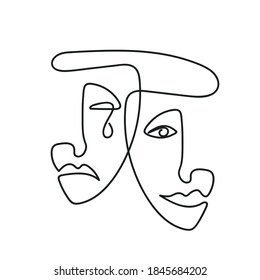 Continuous line, fashion concept, beauty minimalist design for t-shirt, vector illustration
