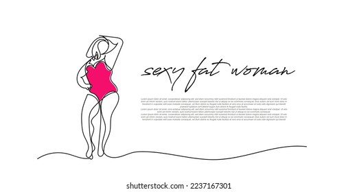 continuous line fat women  fat woman one line concept  one line drawing fat woman isolated white background