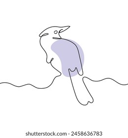 Línea continua de pájaro plumado una línea de dibujo. Ilustración vectorial