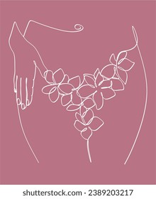 Figura femenina de línea continua.Ilustración vectorial en estilo boho