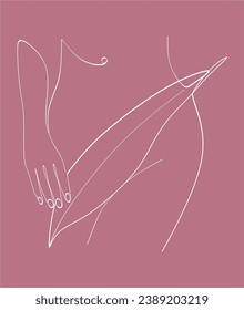 Continuous line female figure.Vector illustration in boho style
