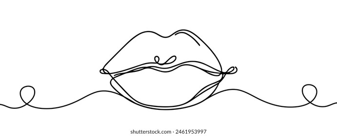 Continuous line female lips, vector illustration