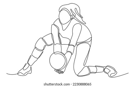 continuous line of female professional volleyball player