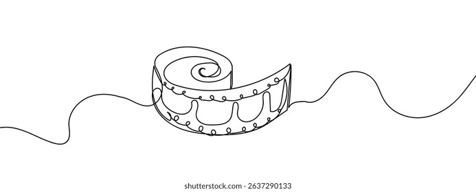 continuous line, film Line Art Vector Transparent Background.