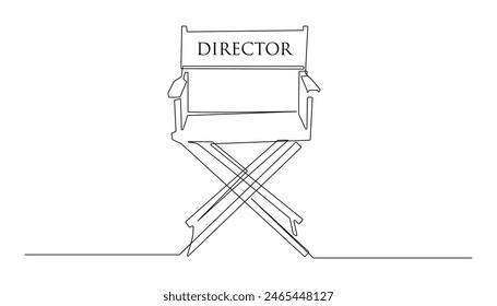 continuous line of film director's chair.image of one line of director's chair.isolated on white background