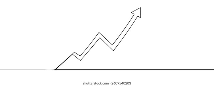Continuous line, financial business illustration, graph, success line art vector illustration with white background.