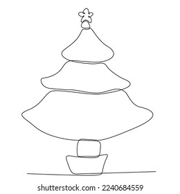 
continuous line fir tree vector illustration