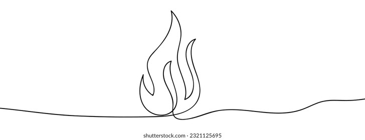 Continuous line of fire. Vector illustration isolated on white background
