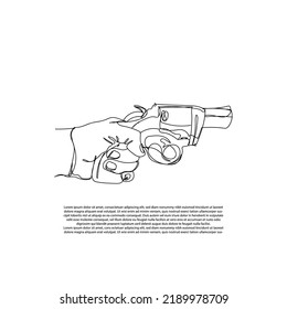 continuous line of firearms. hand pointing firearm. line art of hand holding a gun