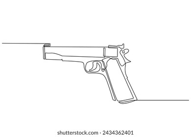 línea continua de armas de fuego. arma de fuego vector de línea única. iconos de armas dibujados en una línea