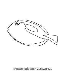 Continuous Line Fish. Hand Drawn Vector Illustration.