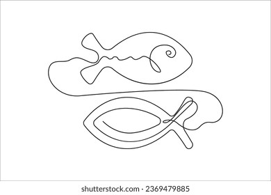 Continuous Line Fish Icon, Monoline Fishing Symbol, One Line Tuna Silhouette, Salmon Sign, Fish Endless Shape, Vector Illustration