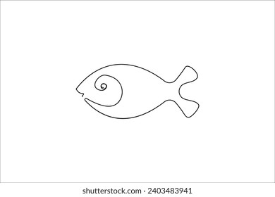 Continuous Line Fish Icon, Monoline Fishing Symbol, One Line Tuna Silhouette, Salmon Sign, Fish Endless Shape, Vector Illustration
