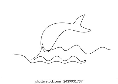 Kontinuierliche Linie Fisch-Symbol, Monoline Fishing Symbol, Eine Linie Thunfisch Silhouette, Lachszeichen, Fisch Endlose Form, Vektor-Illustration