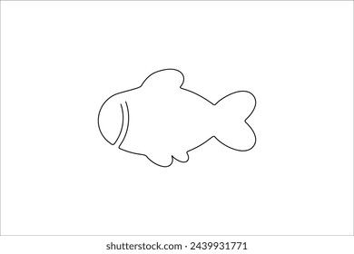 Continuous Line Fish Icon, Monoline Fishing Symbol, One Line Tuna Silhouette, Salmon Sign, Fish Endless Shape, Vector Illustration