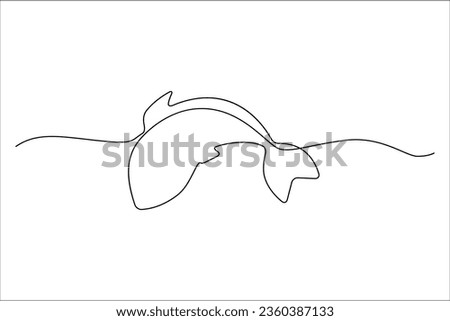 Continuous Line Fish Icon, Monoline Fishing Symbol, One Line Tuna Silhouette, Salmon Sign, Fish Endless Shape, Vector Illustration