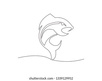 continuous line of fish vector illustration