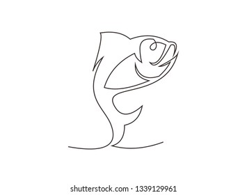 continuous line of fish vector illustration
