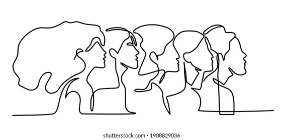 Continuous line of five women.