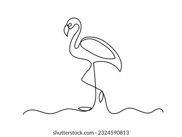 Continuous line flamingo drawing, vector illustration
