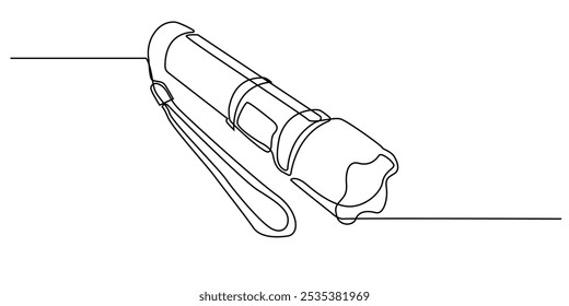 continuous line flashlight.one line drawing of lighting tool.single line flashlight emergency light.vector illustration.isolated white background