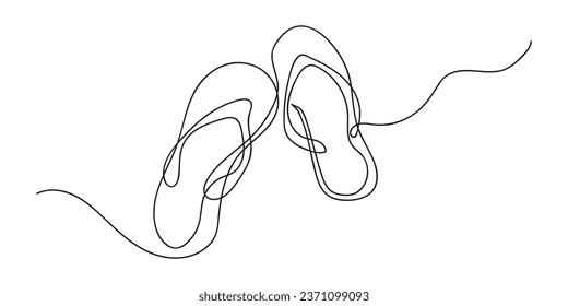 continuous line flip flops.single line vector flip flops.line art flip flops