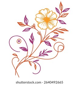 continuous line floral sketch for summer themed fashion.detailed botanical flower illustration for fabric.useful artwork for cushions

