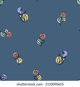 Flores de línea continua doodle sin fisuras. Perfecto para camisetas, postales, invitaciones a fiestas e impresión. Ilustración vectorial dibujada a mano para la decoración y el diseño.


