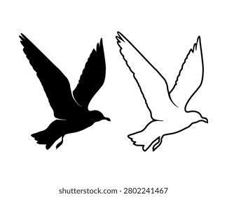 continuous line flying bird isolated vector on white background
