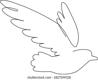 Kontinuierliche Linie, fliegende Vögel am Himmel. Zeichnung eines bestimmten Tieres. (Vektorgrafik: eine Zeilenzeichnung)