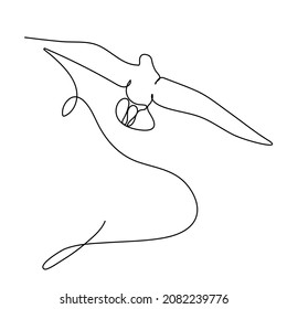 continuous line flying seagull simple style
