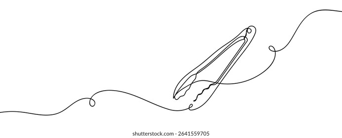 Continuous line food tongs Hand drawn vector art lines on transparent background.