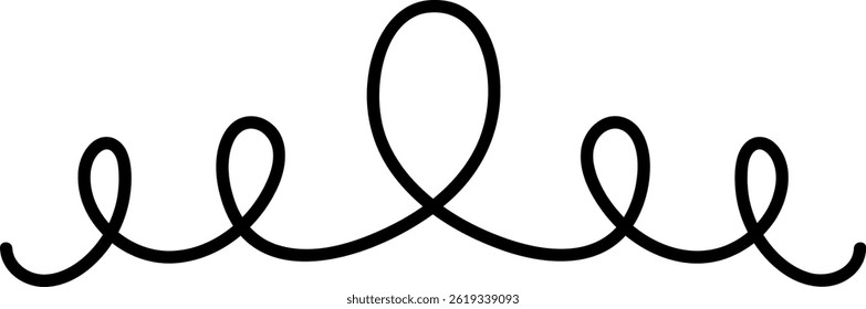 A continuous line forms a wavy border with loops and curves.  Elegant flowing shapes create a decorative element for text or images. Cartoon vector illustration