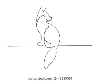 Icono de zorro de línea continua aislado. Ilustración animal de una línea de vectores.