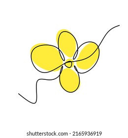 continuous line of frangipani flowers or Plumeria sp. isolated white background