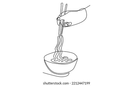 continuous line of fresh delicious noodle