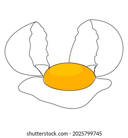 Continuous line. Fried eggs. Nutritious and healthy breakfast. egg yolk and white
