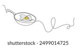 continuous line of fryer and eggs.frying eggs,breakfast one line drawing.single line vector illustration.isolated white background
