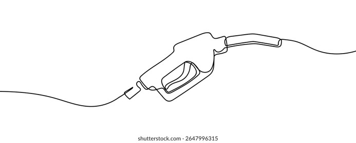 Linha contínua, distribuidor de combustível, bomba de combustível, reabastecimento Vetor de linha desenhada à mão mínima recortar fundo.