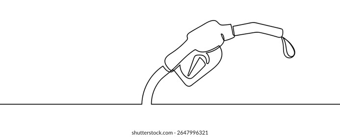 Linha contínua, distribuidor de combustível, bomba de combustível, reabastecimento Vetor de linha desenhada à mão mínima recortar fundo.
