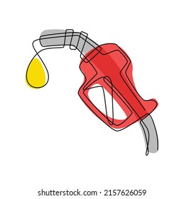 Línea continua de boquilla de combustible. objeto de concepto de energía en una simple ilustración de vector delgado.