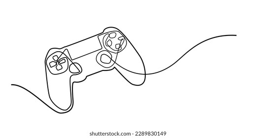 continuous line of game sticks. one line game controller vector. one line game controller drawing