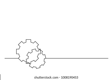 continuous line. gears drawn by hand black thin line on a white background. Concept of idea, team work.