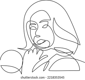 continuous line girl illustration again and cool style