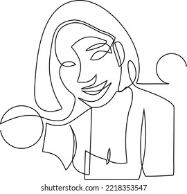 continuous line girl illustration again and cool style