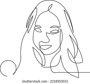 continuous line girl illustration again and cool style